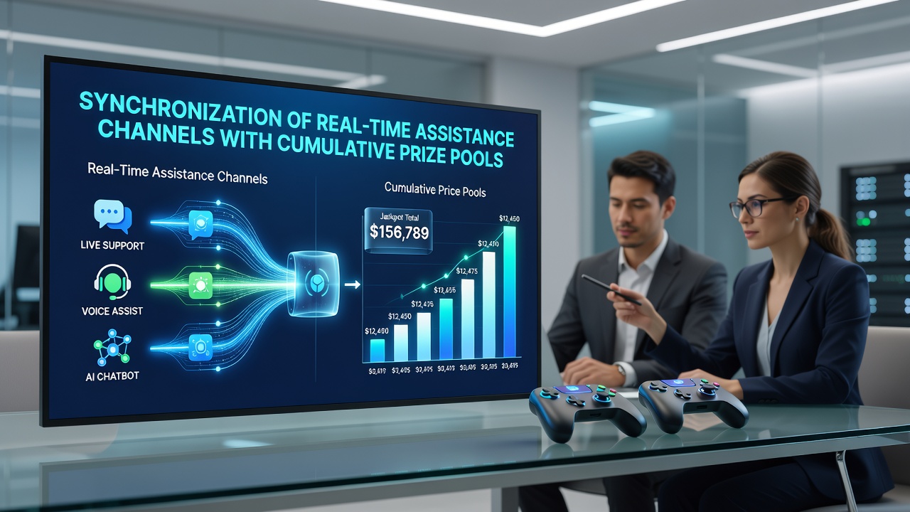 Support agent dashboard displaying synchronized jackpot pool data and player session metrics in a mobile gaming environment